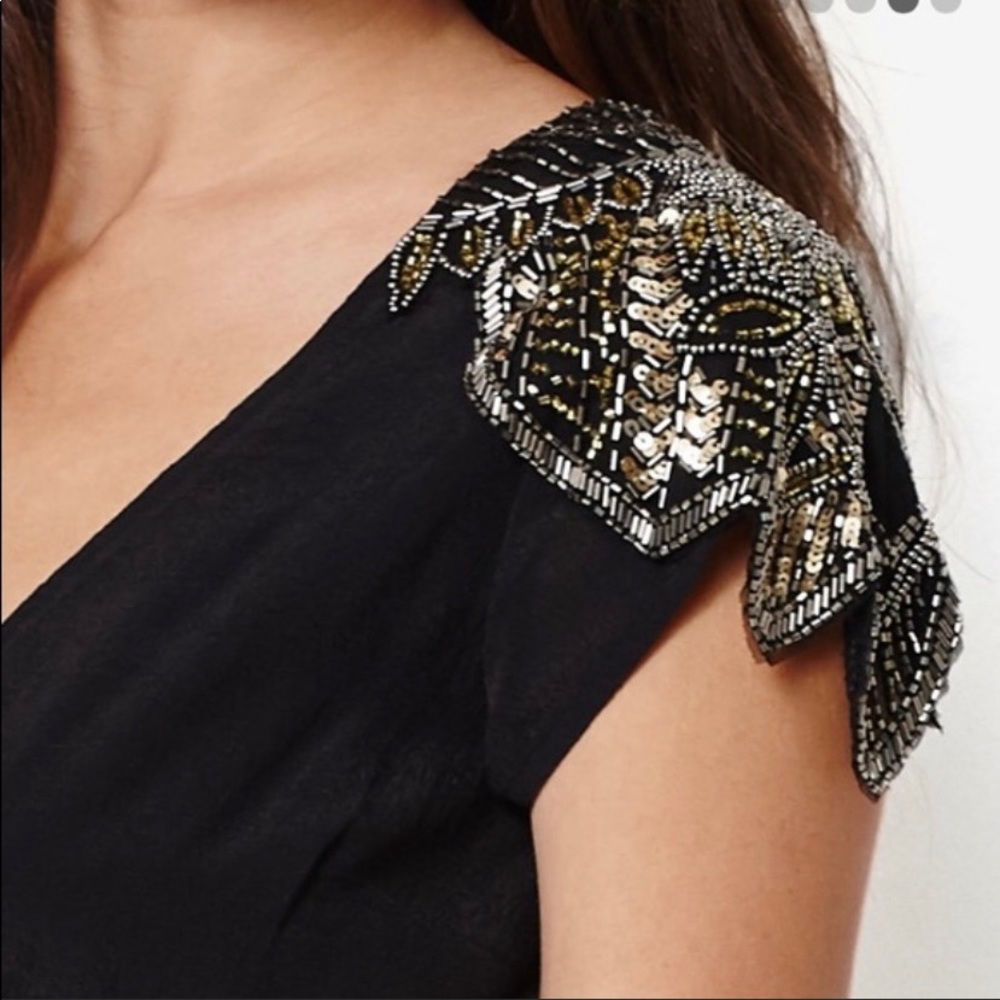 Kendall + Kylie Sequin Beaded Embellished Surplice Mini Dress - Picture 5 of 9